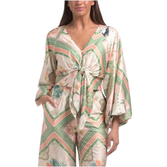 Ciebon Tops - CIEBON Arkya Long Sleeve Tie Front Blouse